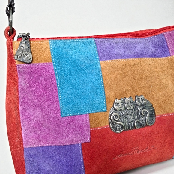 Laurel Burch Rare Vintage Patchwork Suede Shoulder Bag - Picture 13 of 16